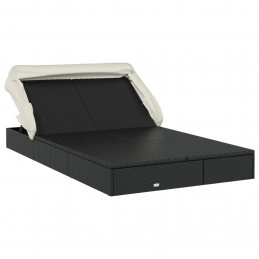 Acquista Lettino Doppio Tetto Pieghevole Nero 213x118x97cm in Polyrattan con riferimento GHV-319650 della ditta 