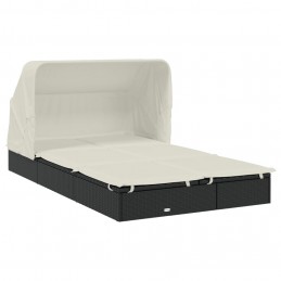 Acquista Lettino Doppio Tetto Pieghevole Nero 213x118x97cm in Polyrattan con riferimento GHV-319650 della ditta 