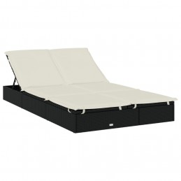 Acquista Lettino Doppio Tetto Pieghevole Nero 213x118x97cm in Polyrattan con riferimento GHV-319650 della ditta 