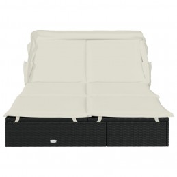 Acquista Lettino Doppio Tetto Pieghevole Nero 213x118x97cm in Polyrattan con riferimento GHV-319650 della ditta 