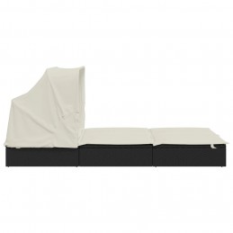 Acquista Lettino Doppio Tetto Pieghevole Nero 213x118x97cm in Polyrattan con riferimento GHV-319650 della ditta 