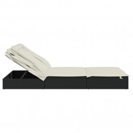 Acquista Lettino Doppio Tetto Pieghevole Nero 213x118x97cm in Polyrattan con riferimento GHV-319650 della ditta 