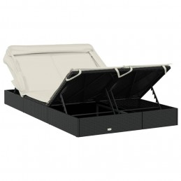 Acquista Lettino Doppio Tetto Pieghevole Nero 213x118x97cm in Polyrattan con riferimento GHV-319650 della ditta 