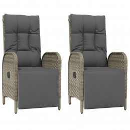 Acquista Sedie Reclinabili da Esterno con Cuscini 2 pz Polyrattan Grigie con riferimento GHV-319891 della ditta 