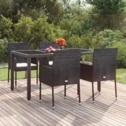 Acquista Sedie da Giardino con Cuscini 4 pz in Polyrattan Nere con riferimento GHV-319887 della ditta 