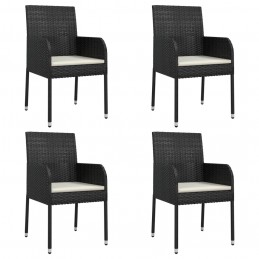 Acquista Sedie da Giardino con Cuscini 4 pz in Polyrattan Nere con riferimento GHV-319887 della ditta 