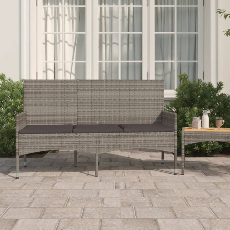 Acquista Panca da Giardino a 3 Posti con Cuscini in Polyrattan Grigio con riferimento GHV-319493 della ditta 