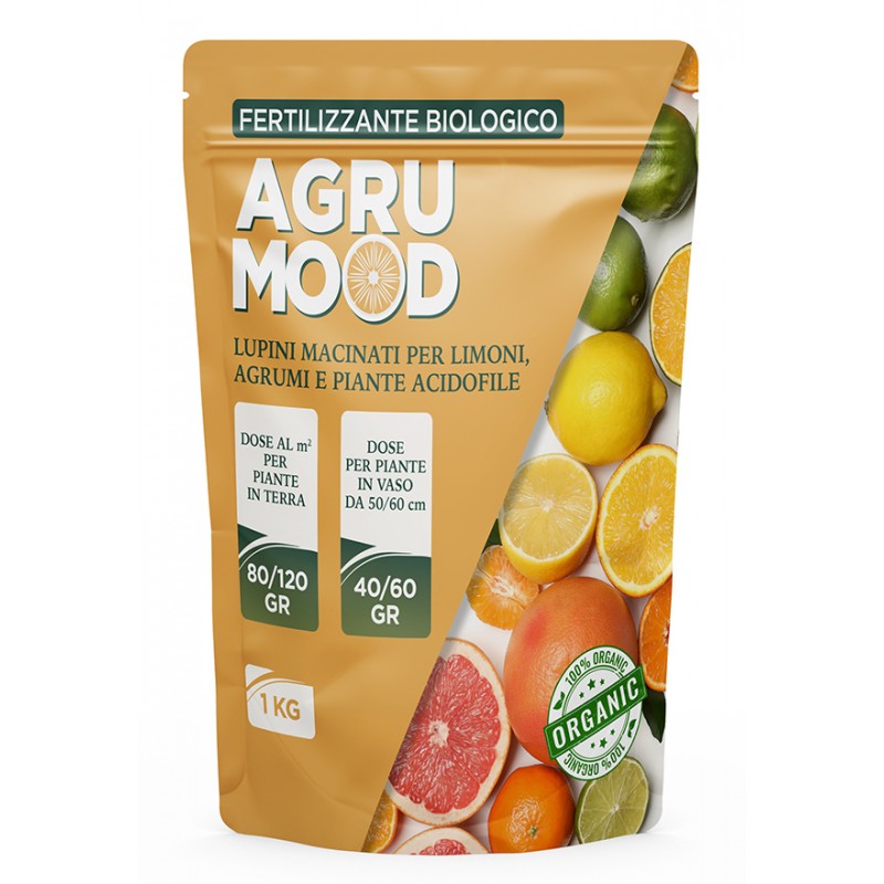 Acquista AGRUMOOD LUPINI MACINATI PER AGRUMI 1 KG per limoni in vaso e in terra e piante acidofile con riferimento GH023 della ditta GARDENHOME