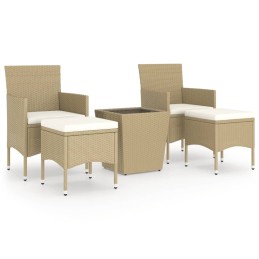 Acquista Set Bistrot da Giardino 5 pz Polyrattan e Vetro Temperato Beige con riferimento GHV-3058370 della ditta 