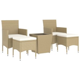 Acquista Set Bistrot da Giardino 5 pz Polyrattan e Vetro Temperato Beige con riferimento GHV-3058370 della ditta 