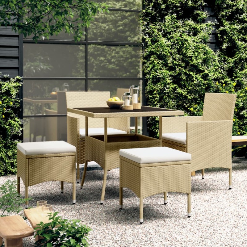 Acquista Set da Pranzo per Giardino 5 pz in Polyrattan Beige con riferimento GHV-3058330 della ditta 
