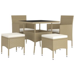 Acquista Set da Pranzo per Giardino 5 pz in Polyrattan Beige con riferimento GHV-3058330 della ditta 