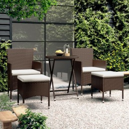 Acquista Set Bistrot Giardino 5 pz Polyrattan e Vetro Temperato Marrone con riferimento GHV-3058391 della ditta 