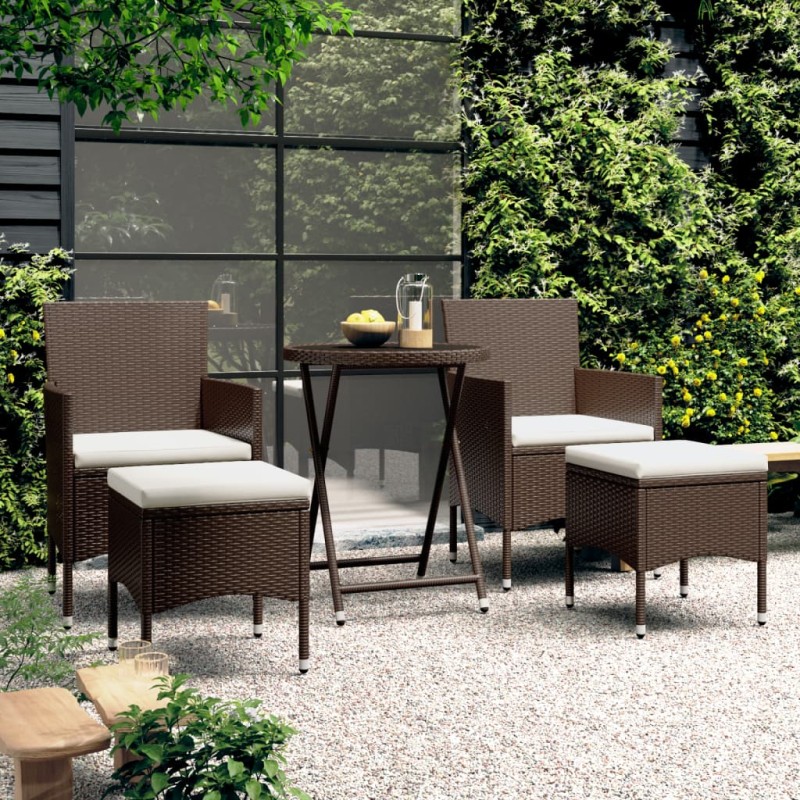 Acquista Set Bistrot Giardino 5 pz Polyrattan e Vetro Temperato Marrone con riferimento GHV-3058391 della ditta 