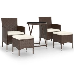 Acquista Set Bistrot Giardino 5 pz Polyrattan e Vetro Temperato Marrone con riferimento GHV-3058391 della ditta 