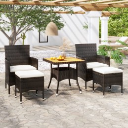 Acquista Set Mobili da Pranzo per Giardino 5 pz Polyrattan e Acacia Nero con riferimento GHV-3058332 della ditta 