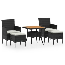 Acquista Set Mobili da Pranzo per Giardino 5 pz Polyrattan e Acacia Nero con riferimento GHV-3058332 della ditta 