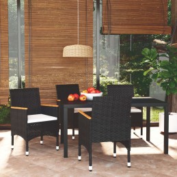 Acquista Set da Pranzo per Giardino 5 pz con Cuscini Polyrattan Nero con riferimento GHV-3095017 della ditta 
