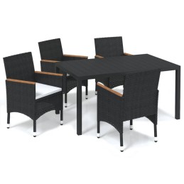 Acquista Set da Pranzo per Giardino 5 pz con Cuscini Polyrattan Nero con riferimento GHV-3095017 della ditta 