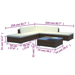 Acquista Set Divani da Giardino 6 pz con Cuscini in Polyrattan Marrone con riferimento GHV-42085 della ditta 