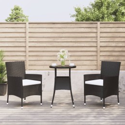 Acquista Set Bistrò da Giardino 3 pz con Cuscini in Polyrattan Nero con riferimento GHV-3187414 della ditta 