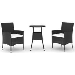 Acquista Set Bistrò da Giardino 3 pz con Cuscini in Polyrattan Nero con riferimento GHV-3187414 della ditta 
