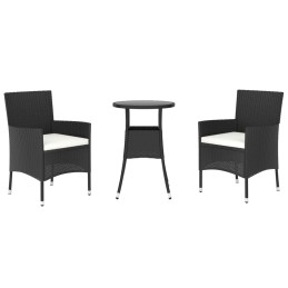 Acquista Set Bistrò da Giardino 3 pz con Cuscini in Polyrattan Nero con riferimento GHV-3187414 della ditta 