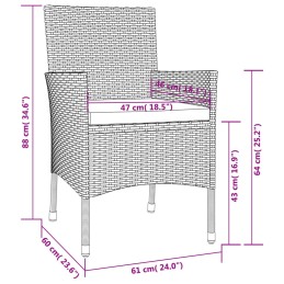Acquista Set Bistrò da Giardino 3 pz con Cuscini in Polyrattan Nero con riferimento GHV-3187414 della ditta 