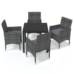 Acquista Set da Pranzo per Giardino 5 pz con Cuscini Polyrattan Grigio con riferimento GHV-3095022 della ditta 