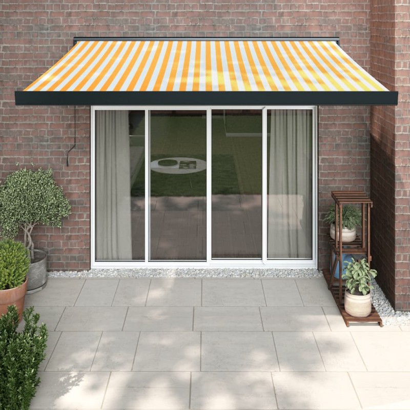 Acquista Tenda Retrattile Gialla e Bianca 3x2,5 m in Tessuto e Alluminio con riferimento GHV-3154556 della ditta 