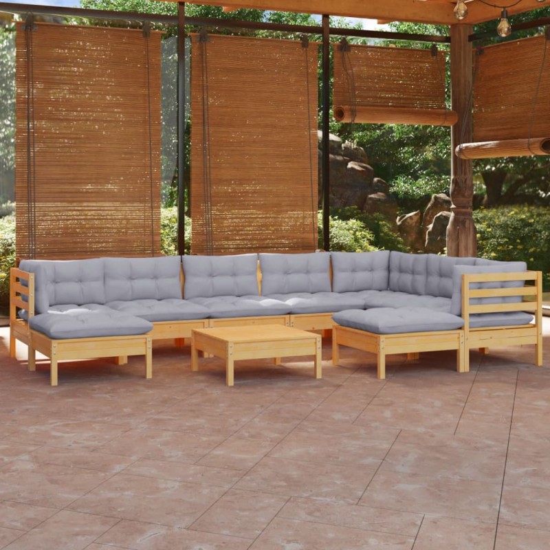 Acquista Set Divani da Giardino 10 pz con Cuscini Grigi Massello di Pino con riferimento GHV-3096712 della ditta 