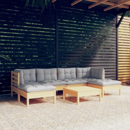 Acquista Set Divani da Giardino 7 pz con Cuscini Grigi Massello di Pino con riferimento GHV-3097084 della ditta 