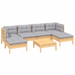 Acquista Set Divani da Giardino 7 pz con Cuscini Grigi Massello di Pino con riferimento GHV-3097084 della ditta 