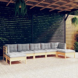 Acquista Set Divani da Giardino 7 pz con Cuscini Grigi Massello di Pino con riferimento GHV-3097090 della ditta 