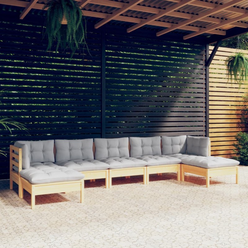 Acquista Set Divani da Giardino 7 pz con Cuscini Grigi Massello di Pino con riferimento GHV-3097090 della ditta 