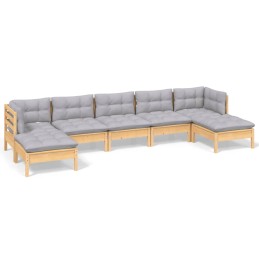 Acquista Set Divani da Giardino 7 pz con Cuscini Grigi Massello di Pino con riferimento GHV-3097090 della ditta 