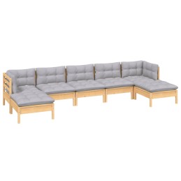 Acquista Set Divani da Giardino 7 pz con Cuscini Grigi Massello di Pino con riferimento GHV-3097090 della ditta 
