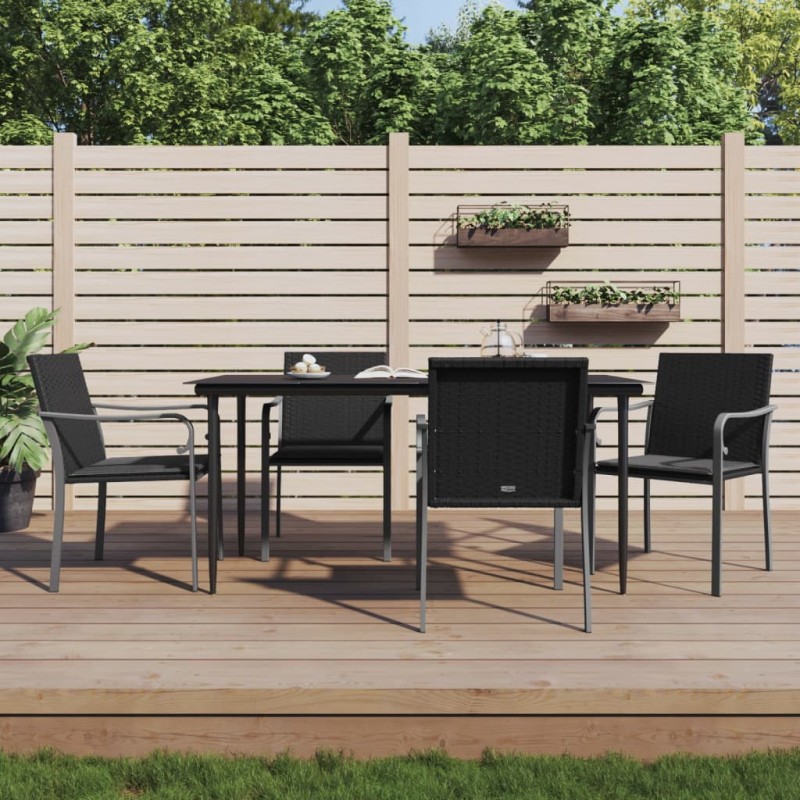 Acquista Sedie da Giardino con Cuscini 4pz Neri 56x59x84cm in Polyrattan con riferimento GHV-3187075 della ditta 