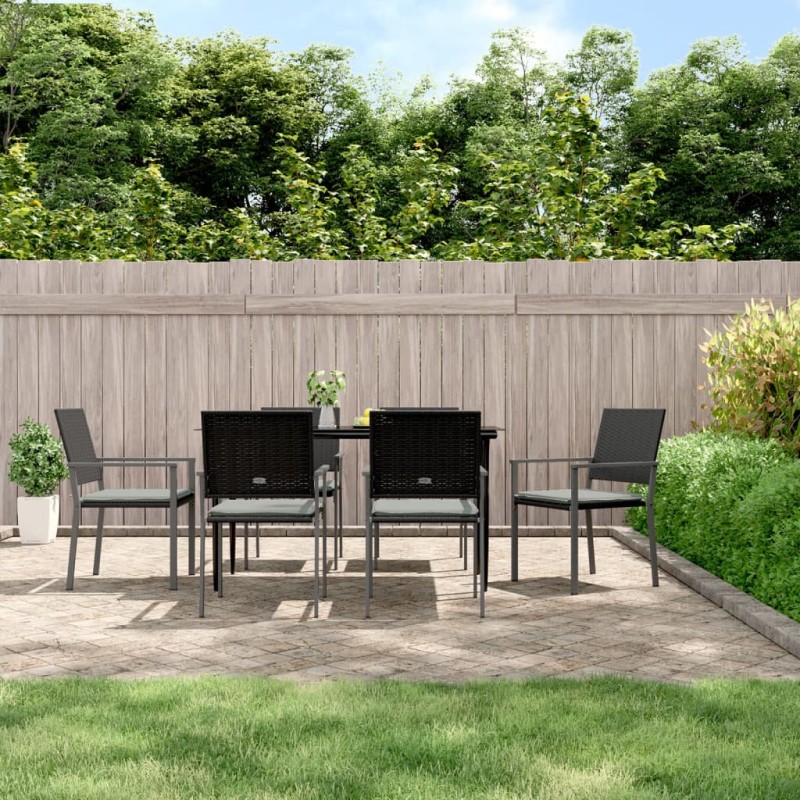 Acquista Sedie da Giardino con Cuscini 6pz Nere 54x62,5x89 cm Polyrattan con riferimento GHV-3187082 della ditta 