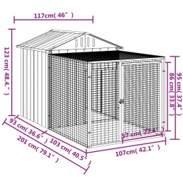 Acquista Pollaio Area Corsa Grigio Chiaro 117x201x123 cm Acciaio Zincato con riferimento GHV-172354 della ditta 