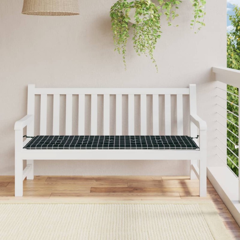Acquista Cuscino Panca Giardino a Quadri Nero 150x50x3 cm Tessuto Oxford con riferimento GHV-361158 della ditta 