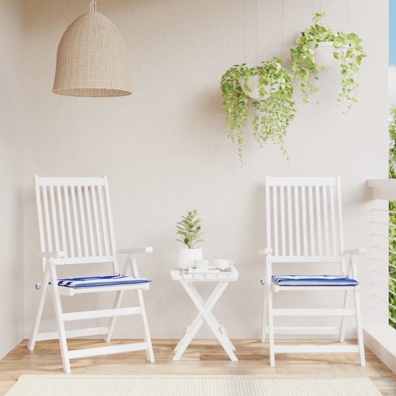 Acquista Cuscini per Sedia 2pz Strisce Bianche e Blu 50x50x3 cm Tessuto con riferimento GHV-361077 della ditta 