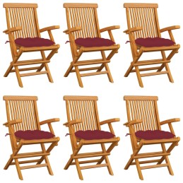 Acquista Sedie Giardino con Cuscini Rosso Vino 6 pz Legno Massello Teak con riferimento GHV-3062565 della ditta 