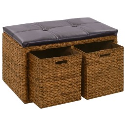 Acquista Panca in Giunco con 2 Ceste 71x40x42 cm Marrone con riferimento GHV-246118 della ditta 