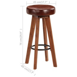 Acquista Sgabelli da Bar 2 pz in Vera Pelle e Legno Massello di Acacia con riferimento GHV-246260 della ditta 