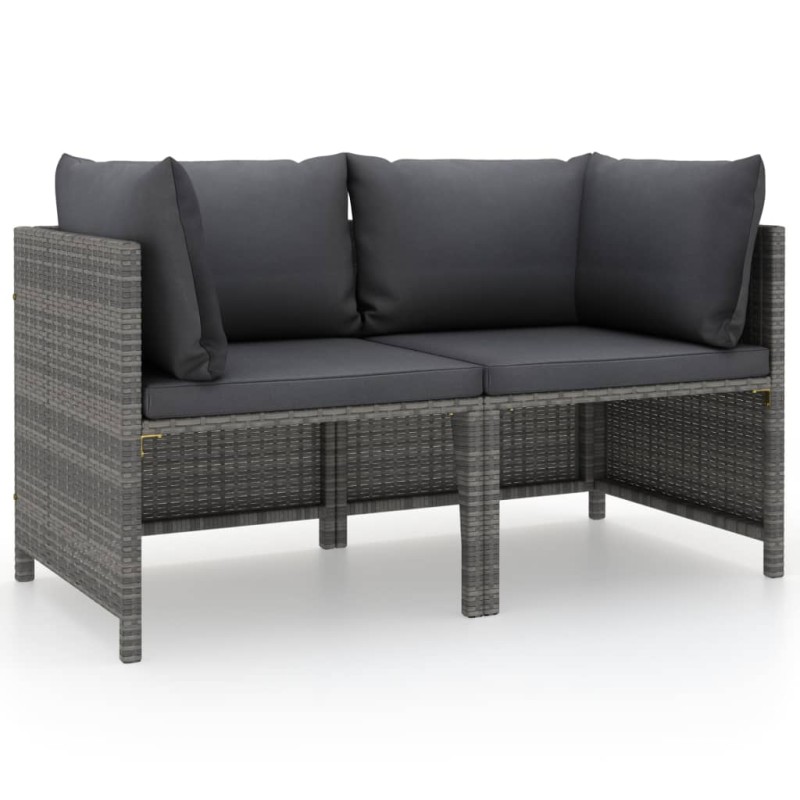 Acquista Divano da Giardino a 2 Posti con Cuscini in Polyrattan Grigio con riferimento GHV-313498 della ditta 