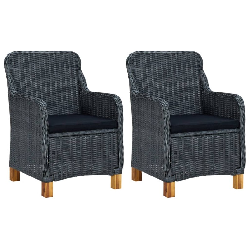 Acquista Sedie da Giardino con Cuscini 2 pz in Polyrattan Grigio Scuro con riferimento GHV-313315 della ditta 