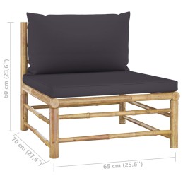 Acquista Divano Centrale da Giardino con Cuscini Grigio Scuro in Bambù con riferimento GHV-313154 della ditta 
