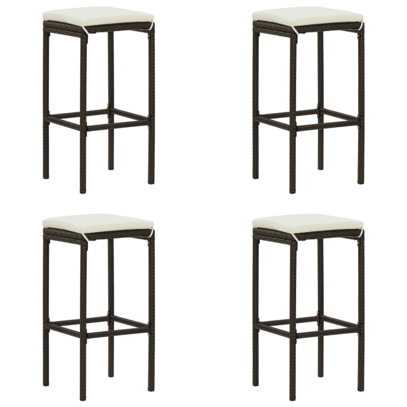 Acquista Sgabelli da Bar con Cuscini 4 pz Marroni in Polyrattan con riferimento GHV-313445 della ditta 