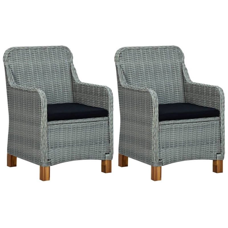Acquista Sedie da Giardino con Cuscini 2 pz in Polyrattan Grigio Chiaro con riferimento GHV-313317 della ditta 